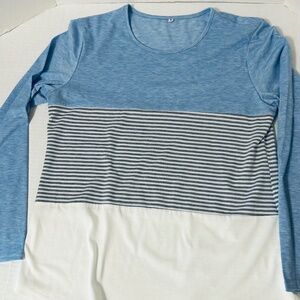 Women's Long sleeve shirt, blue/white/grey size M